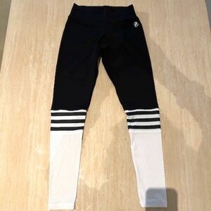 NEW ABS2B Fitness Color Block Black and White Sock Leggings Size S